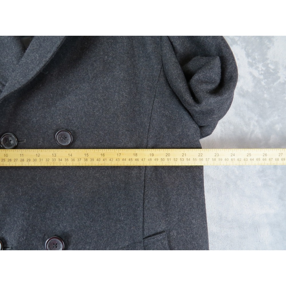 Buffalo David Bitton Wool Blend Peacoat Jacket L Charcoal Gray Double Breasted - Picture 7 of 9